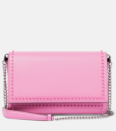 Christian Louboutin Paloma Embellished Leather Clutch In Pink