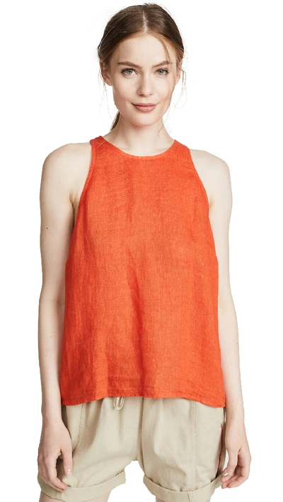 Joie Dany Sleeveless Button-back Linen Top In Salsa