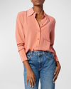 Equipment Quinne Spread-collar Button-down Silk Shirt In Pink