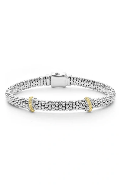 Lagos Sterling Silver Caviar Diamond X Bracelet In Gold