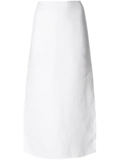Theory Double-face Linen Slit Skirt In White