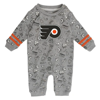 Outerstuff Babies' Infant Heathered Grey Philadelphia Flyers Gifted Player Long Sleeve Romper In Heather Grey