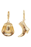 Petit Moments Faye Mismatched Western Drop Earrings In Gold