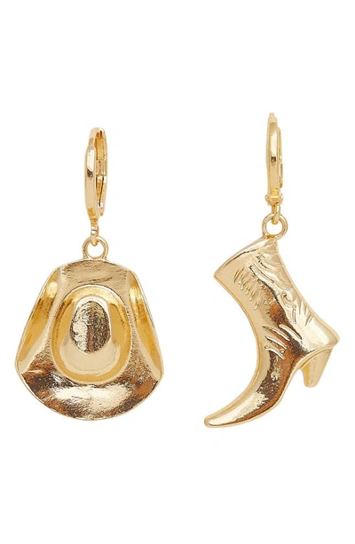 Petit Moments Faye Mismatched Western Drop Earrings In Gold