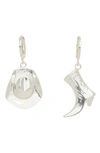 Petit Moments Faye Mismatched Western Drop Earrings In Silver