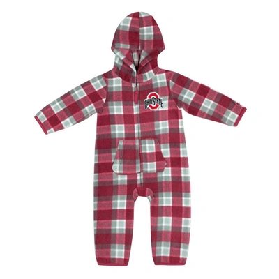 Colosseum Babies' Infant Boys And Girls  Scarlet, Gray Ohio State Buckeyes Farays Plaid Full-zip Hoodie Jumpe In Scarlet,gray