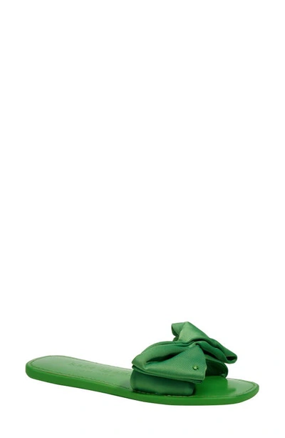 Kate Spade Bikini Bow Polka-dot Flat Sandals In Green