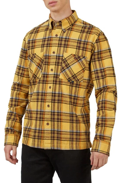 Ben Sherman Plaid Cotton Button-down Shirt In Sunflower