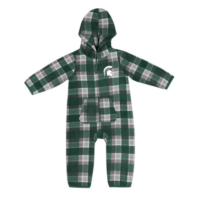 Colosseum Babies' Infant Boys And Girls  Green, Gray Michigan State Spartans Farays Plaid Full-zip Hoodie Jum In Green,gray