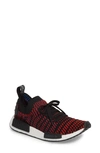 Adidas Originals Nmd R1 Stlt Primeknit Sneaker In Core Black/ Red/ Blue