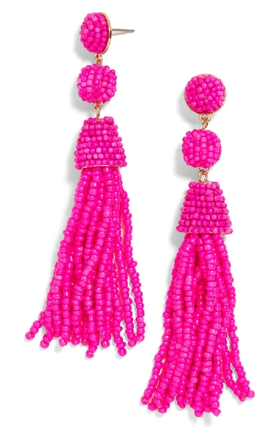 Baublebar Granita Beaded Tassel Earrings In Hot Pink