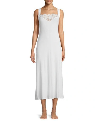 Zimmerli Cruise Lace-yoke Long Nightgown In White