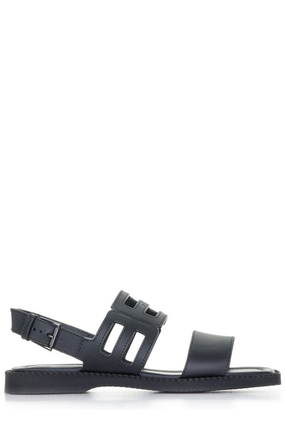 Hogan Leather Sandals With Buckle In Nero