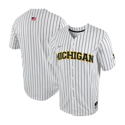 Nike Michigan  Men's College Full-button Baseball Jersey In White