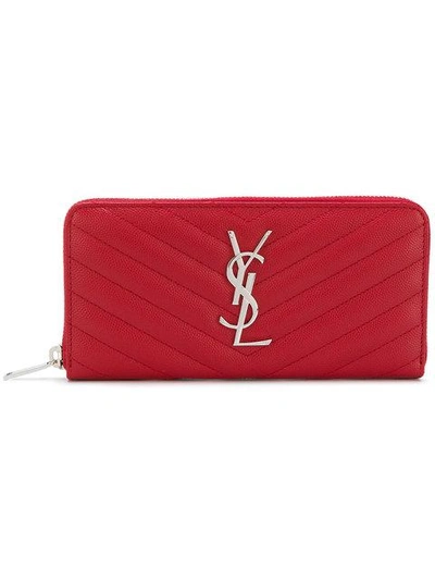 Saint Laurent Monogram Continental Wallet In Red