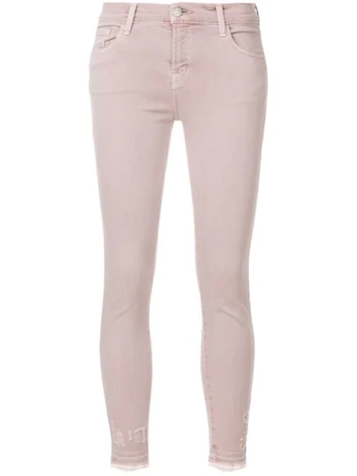 J Brand Distressed Skinny Jeans In Pink