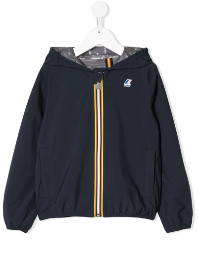 K-way Kids' Hooded Lightweight Jacket In Blue