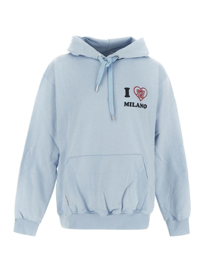Family First I Love Milano Cotton Hoodie In Light Blue