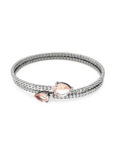 Saks Fifth Avenue Crystal Bangle Bracelet In Silver