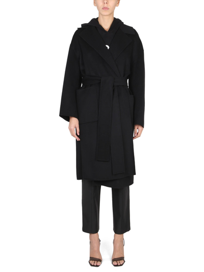 Hugo Boss Wool Blend Coat In Black