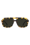 Electric Augusta 57mm Polarized Square Aviator Sunglasses In Gloss Spotted Tort/ Grey Polar