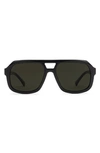 Electric Augusta 57mm Polarized Square Aviator Sunglasses In Gloss Black/ Grey Polar