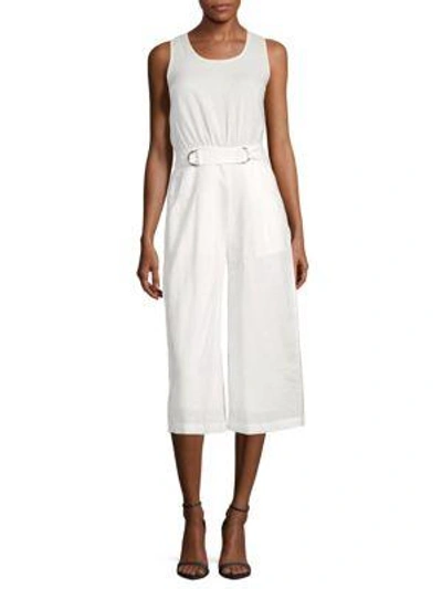 Moon River Cut-out Belted Jumpsuit In Bright White