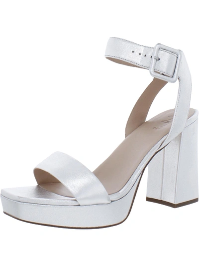 Naturalizer Jaselle Womens Leather Ankle Strap Heels In Silver