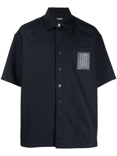Raf Simons Logo-patch Short-sleeve Shirt In Black