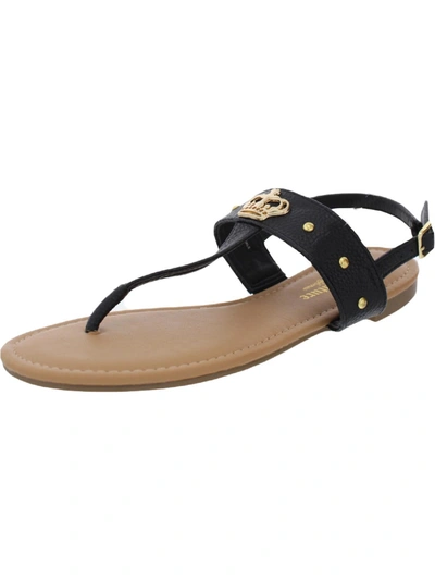 Juicy Couture Jc Zing Womens Faux Leather Logo Thong Sandals In Black