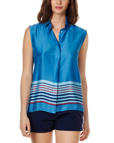 Vilebrequin Rayures Bleues Silk-blend Cover-up Top In Blue