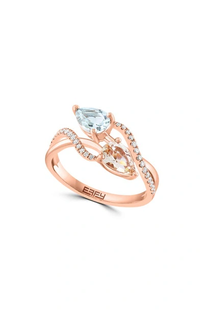 Effy 14k Rose Gold, Aquamarine, Morganite & Diamond Ring In Pink