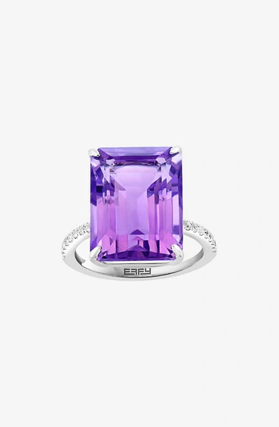 Effy Sterling Silver Amethyst & White Topaz Ring In Purple