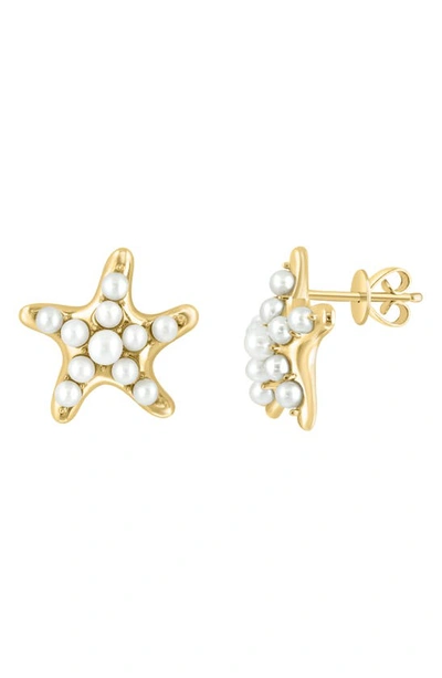 Effy 14k Yellow Gold & 2.5-3mm Cultured Pearl Starfish Stud Earrings