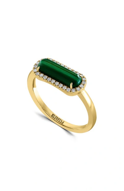Effy 14k Yellow Gold, Diamond & Malachite Ring In Green