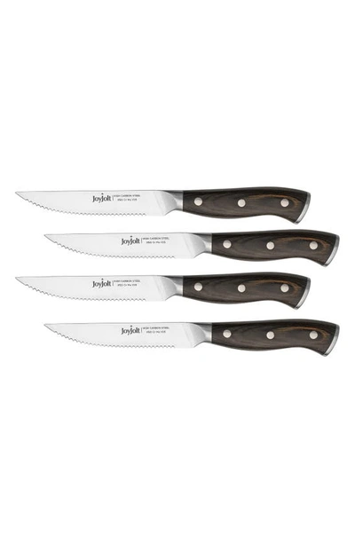 Joyjolt 4-piece Steak Knife Set In Silver/ Black