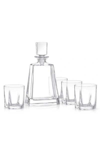 Joyjolt Luna Lead-free Crystal Decanter & Whiskey Glasses 5-piece Set In Clear