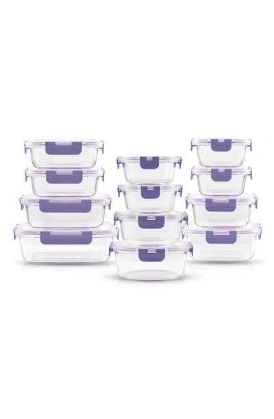 Joyjolt 24-piece Glass Food Storage Containers With Lids In Clear/ Purple