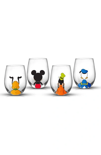 Joyjolt Disney Squad Mickey Mouse & Pals Looking Backwards Drinking Glasses In Clear
