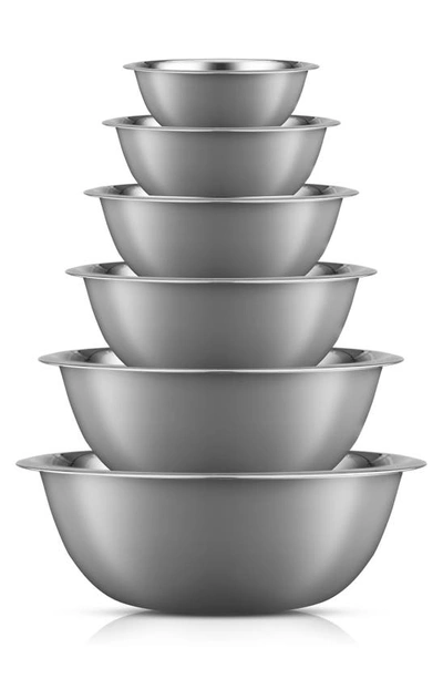 Joyjolt Stainless Steel Mixing Bowls In Grey