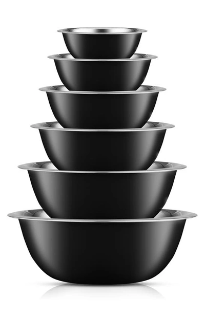 Joyjolt Stainless Steel Mixing Bowls In Black