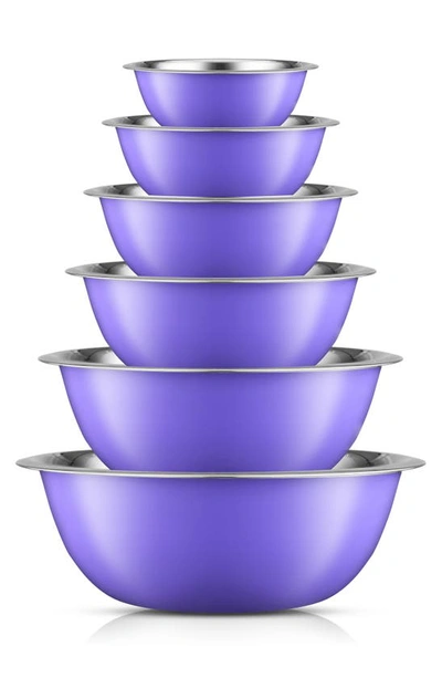 Joyjolt Stainless Steel Mixing Bowls In Purple