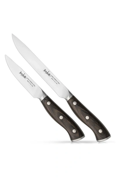 Joyjolt Stainless Steel Utility Knife & Paring Knife 2-piece Set In Silver/ Black
