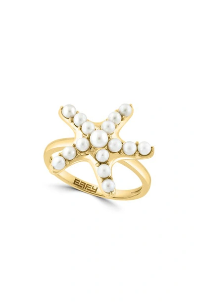 Effy 14k Yellow Gold 2.5-3mm Cultured Pearl Starfish Ring