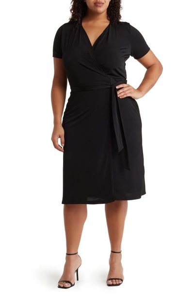 Renee C Solid Jersey Wrap Dress In Black