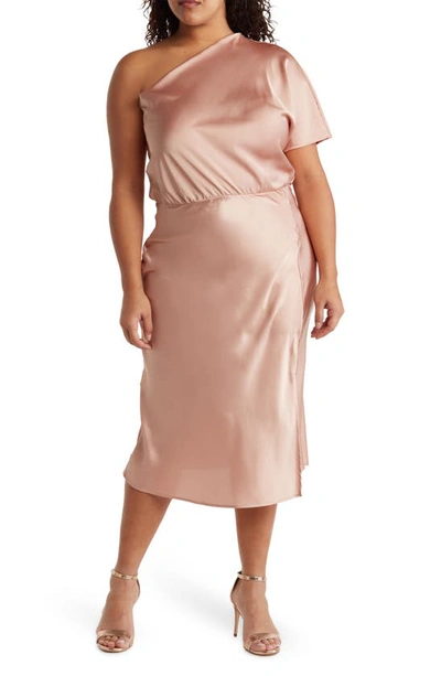 Renee C Satin One-shoulder Dress In Rose