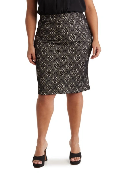 Renee C Diamond Print Pencil Skirt In Black