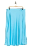 Renee C Satin Midi Skirt In Neon Blue