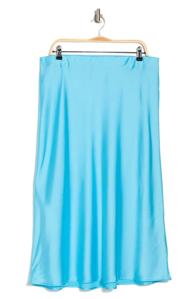Renee C Satin Midi Skirt In Neon Blue