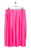 Renee C Satin Midi Skirt In Neon Pink